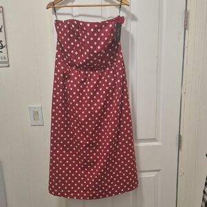 Red Polka Dot Strapless Dress Size  16